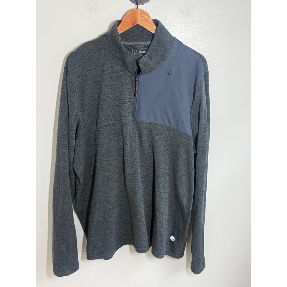 LL Bean Mens Ridge Runner Quarter Zip Pullover Gray XL Reg 513153 Activewear